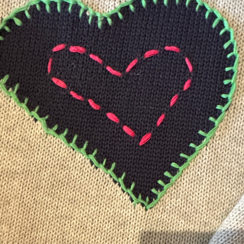 Gray Crewneck Sweater with Colorful Star & Heart Appliqués - Picture 3 of 8